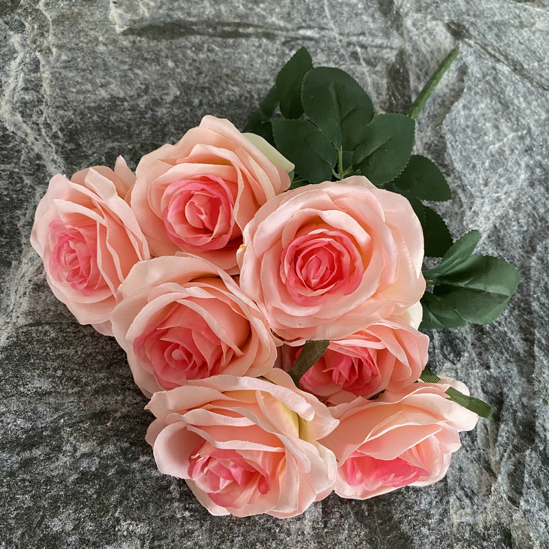 Lifelike 7-Head Silk Rose Bouquet for Home Decor