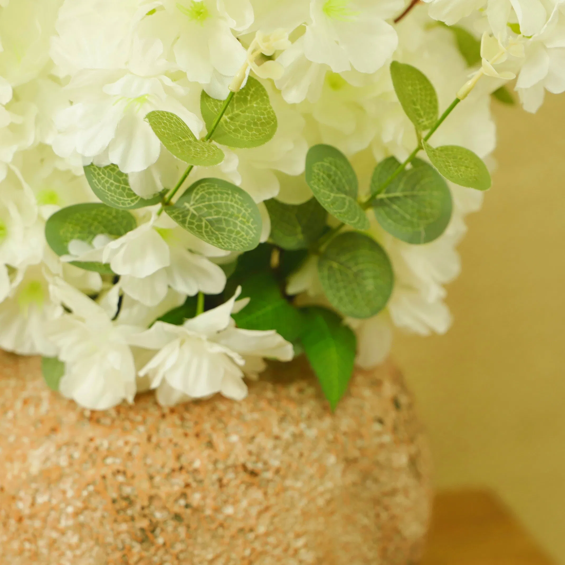 Home Decor Table Artificial Cherry Blossom with Vase Silk Fake Flower