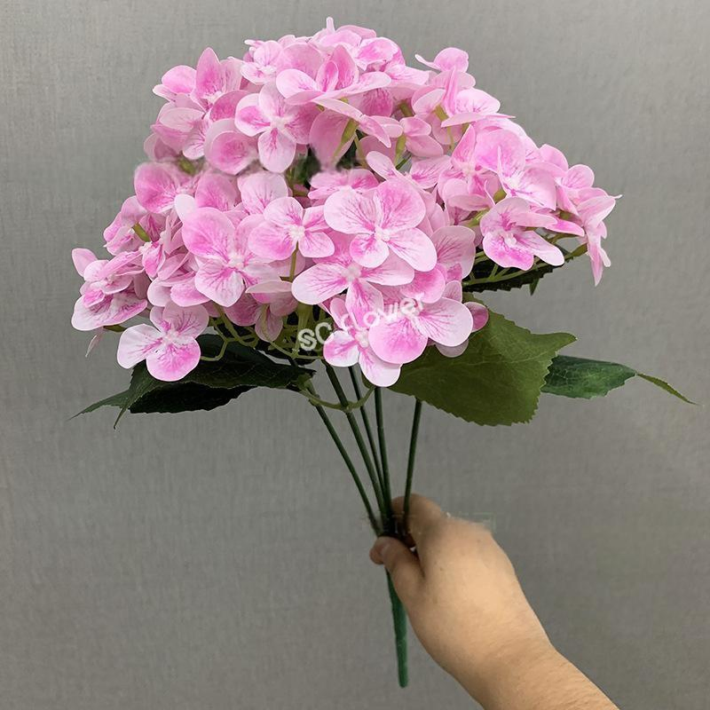 Foshan Wholesale Yellow Color Plastic Artificial Hydrangea for Home Table Wedding Party Decoration