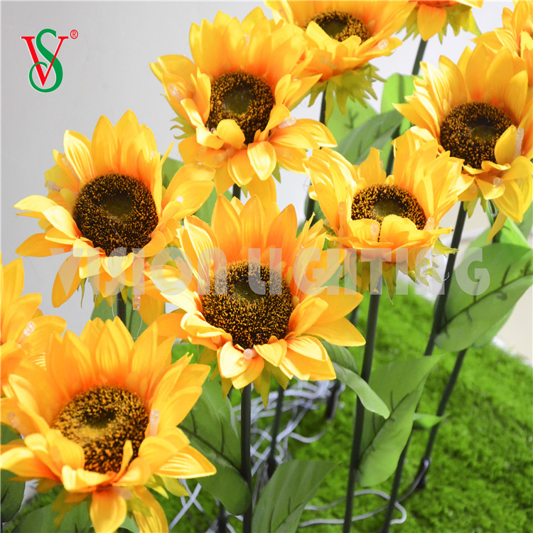 Outdoor Garden Decoration Artificial Flower Lighting LED Lighted Sunflower