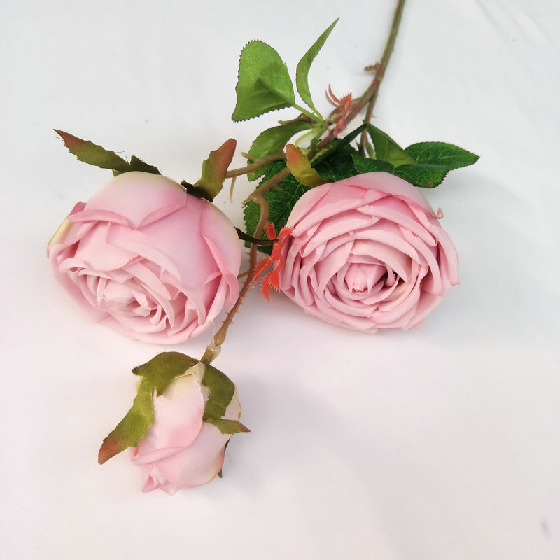 Manufacturers Artificial Silk 3-Head Roses Bouquet for Home Wedding Decoration