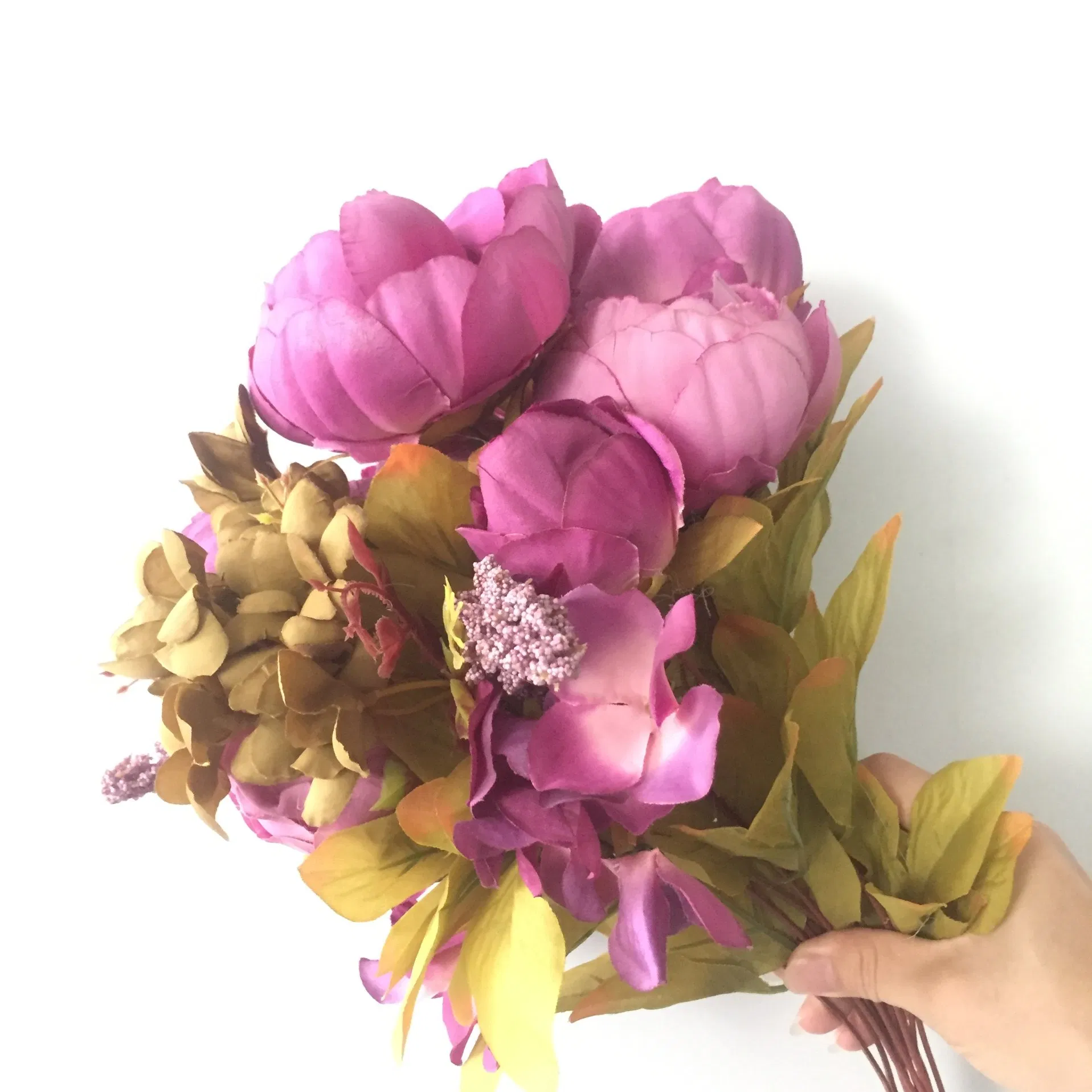 13 Flower Head Pink Peony Artificial European Style Silk Flowers Peony Wholesale