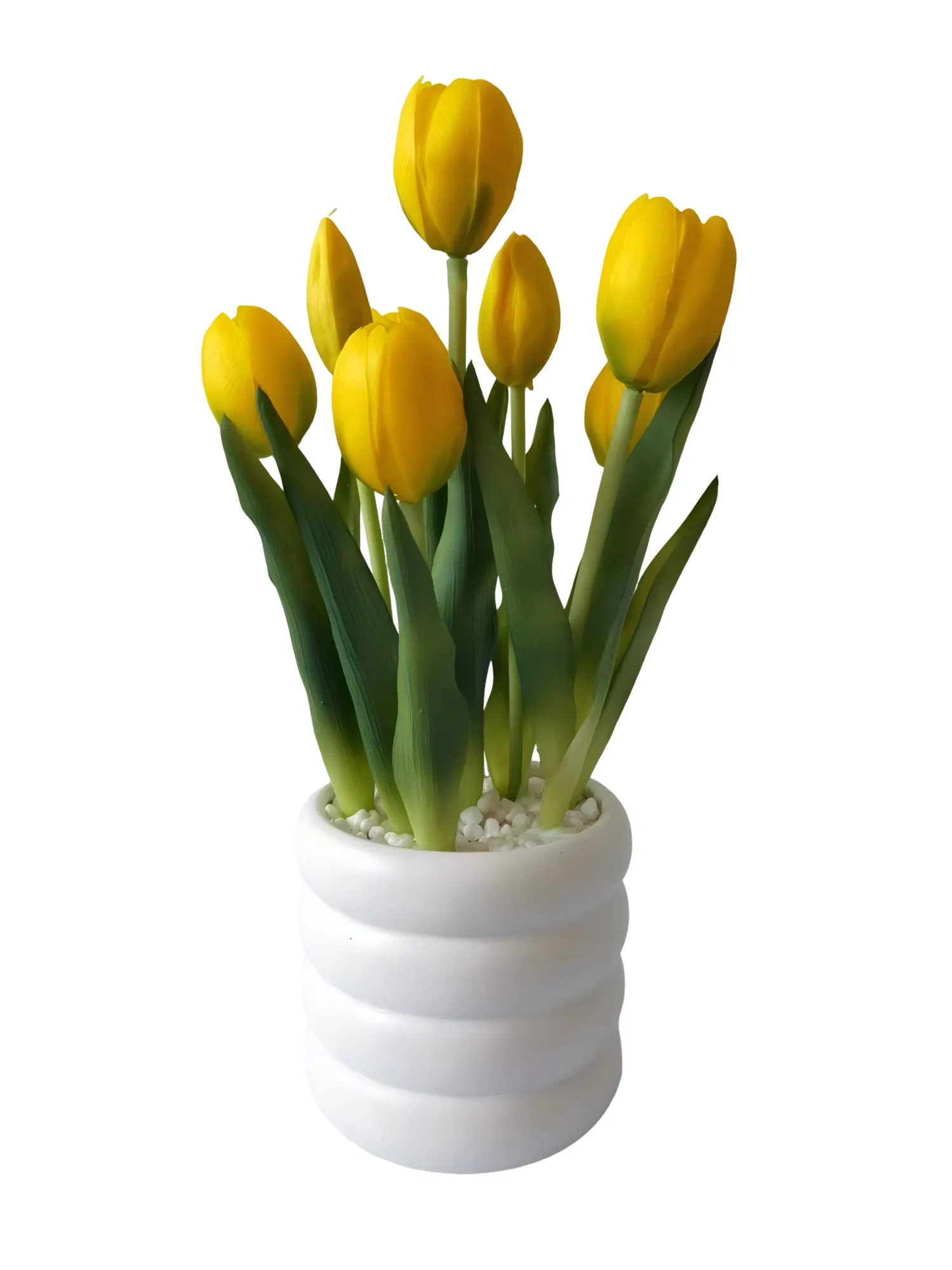 Beautifully Real Touch Yellow Tulips in Ceramic Pot for Home Decor