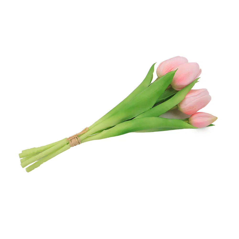 Decorative Realistic Real Like 5 Heads Artificial Rose Tulips for Wedding Decoration