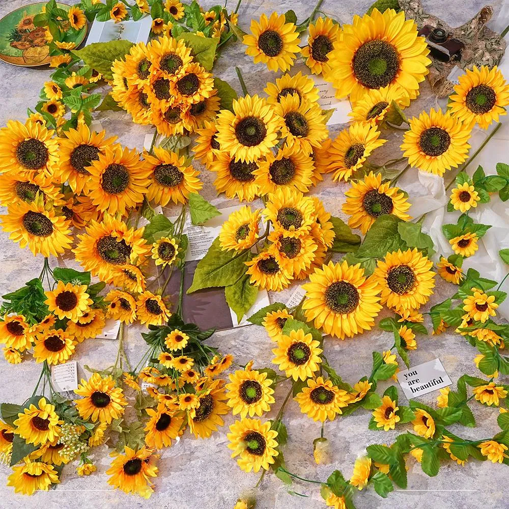 Wholesale Artificial Sunflower Silk Flower Handmade Sunflowers for Wedding Home