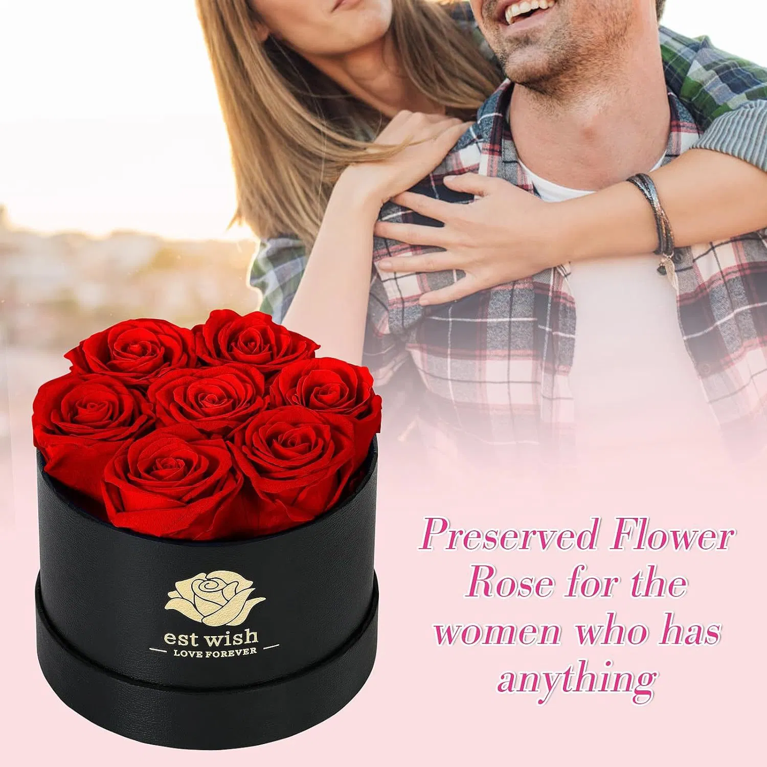 2026 Customized Logo Blue Mother's Day and Birthday Party Hugging Bucket Artificial Soap Flower Theme Store Preserved Rose