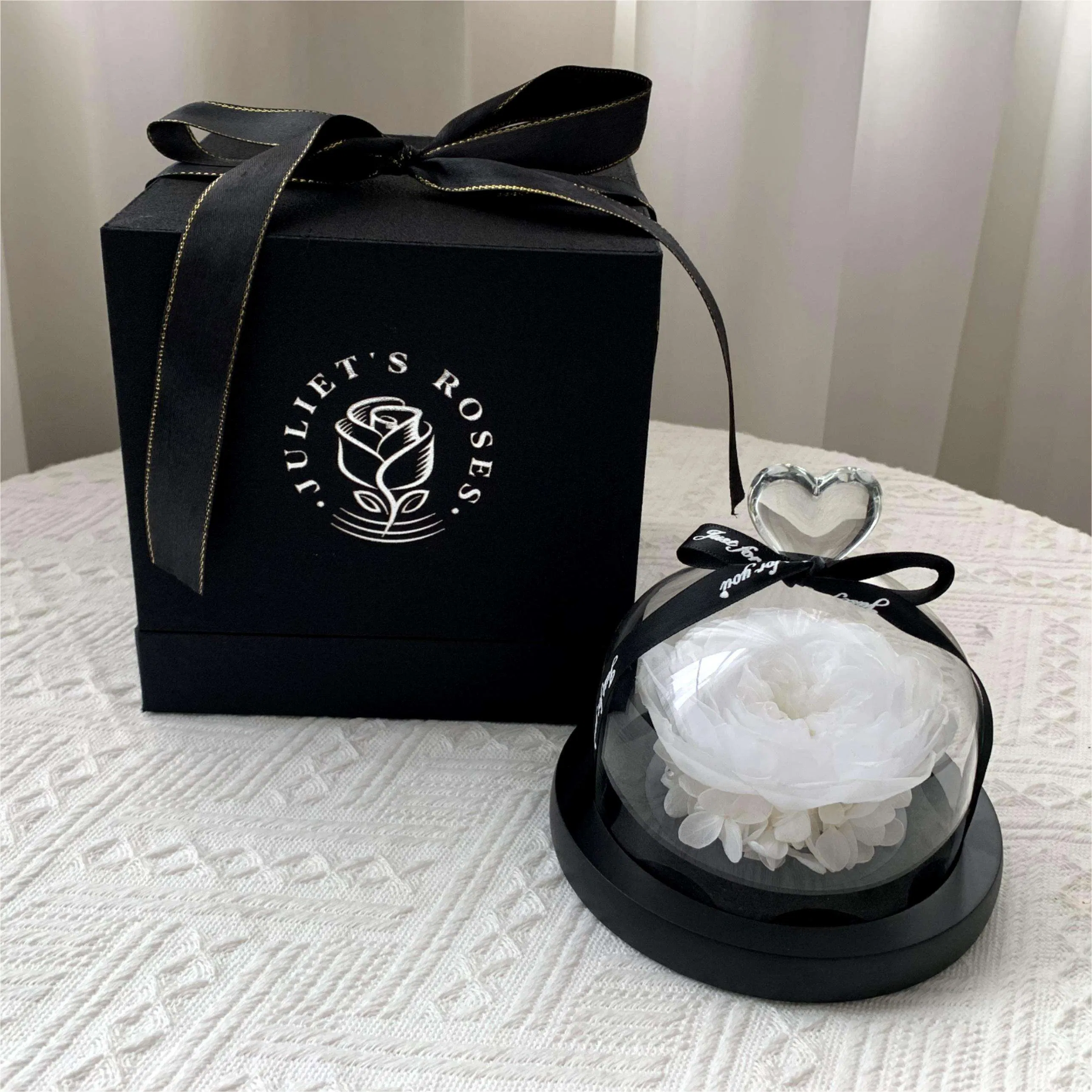 Factory Wholesale Roses in Glass Dome Austin Roses Red Custom Logo Eterna Natural Preserved Roses for Valentine's Mothers Day