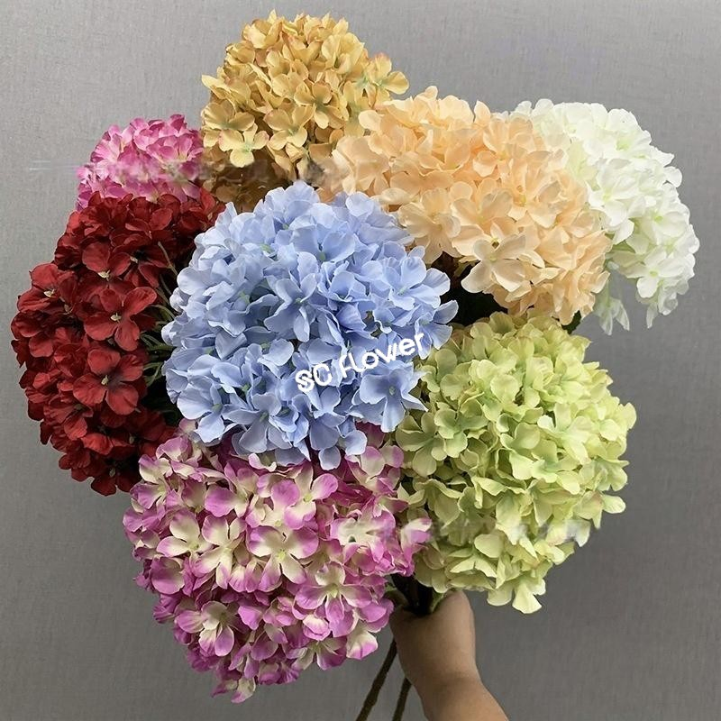 Assorted Single Stem Silk Artificial Hydrangea for Home Centerpiece Wedding Table Decoration
