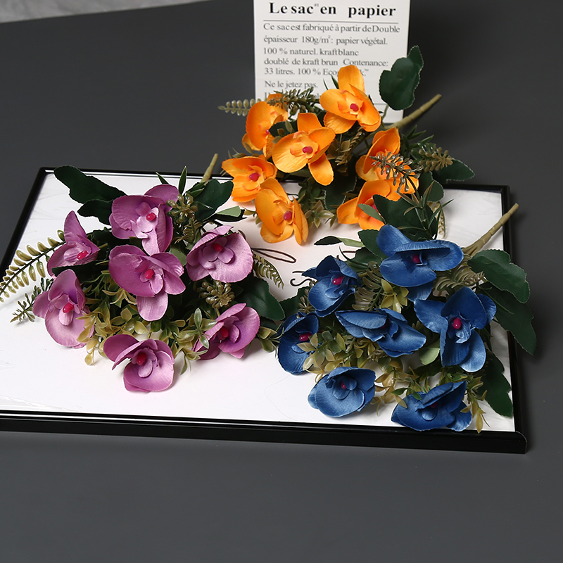 Lifelike Artificial Flower Anemone Arrangement Modern Lofts Floral Carved Yellow Hotel Twine Romantic Cluster Orchid