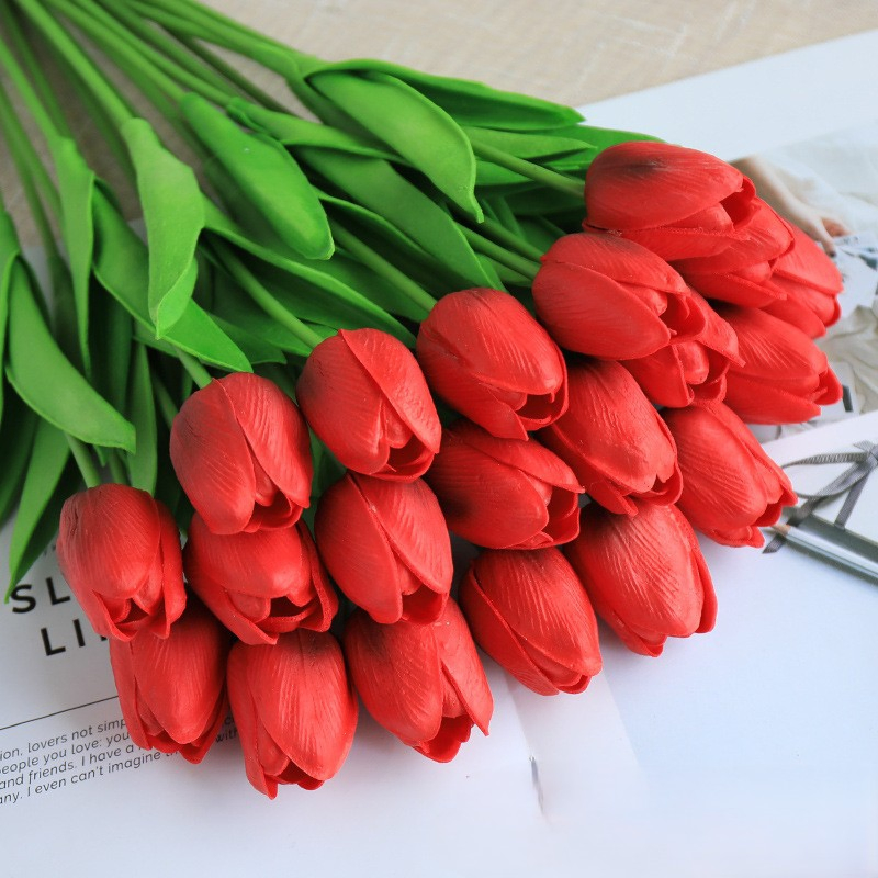 Real Touch Artificial Tulip Holland Mini Tulip for Wedding Home Party and DIY Decor for Mother's Day and Back to School