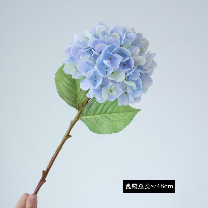 Single Blue Color Faux Artificial Real Touch Hydrangea for Home Wedding Vase Decoration