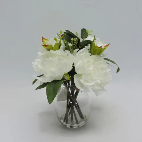 Artificial Silk Flower Potted Peony Arrangement Detail