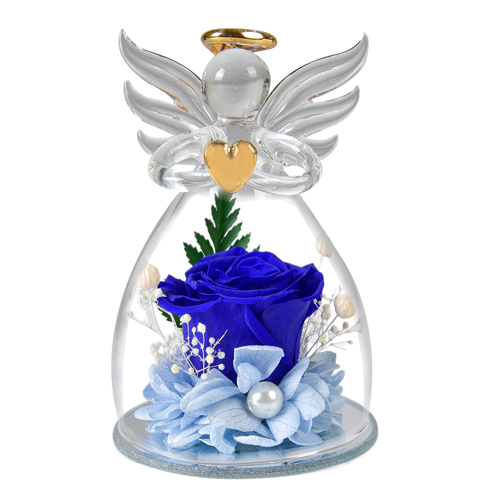 Wholesale Price OEM Manufacturer Personalized Preserved Rose in Glass Dome Angel Eternal Flower Romantic Gift for Christmas Birthday Decoration