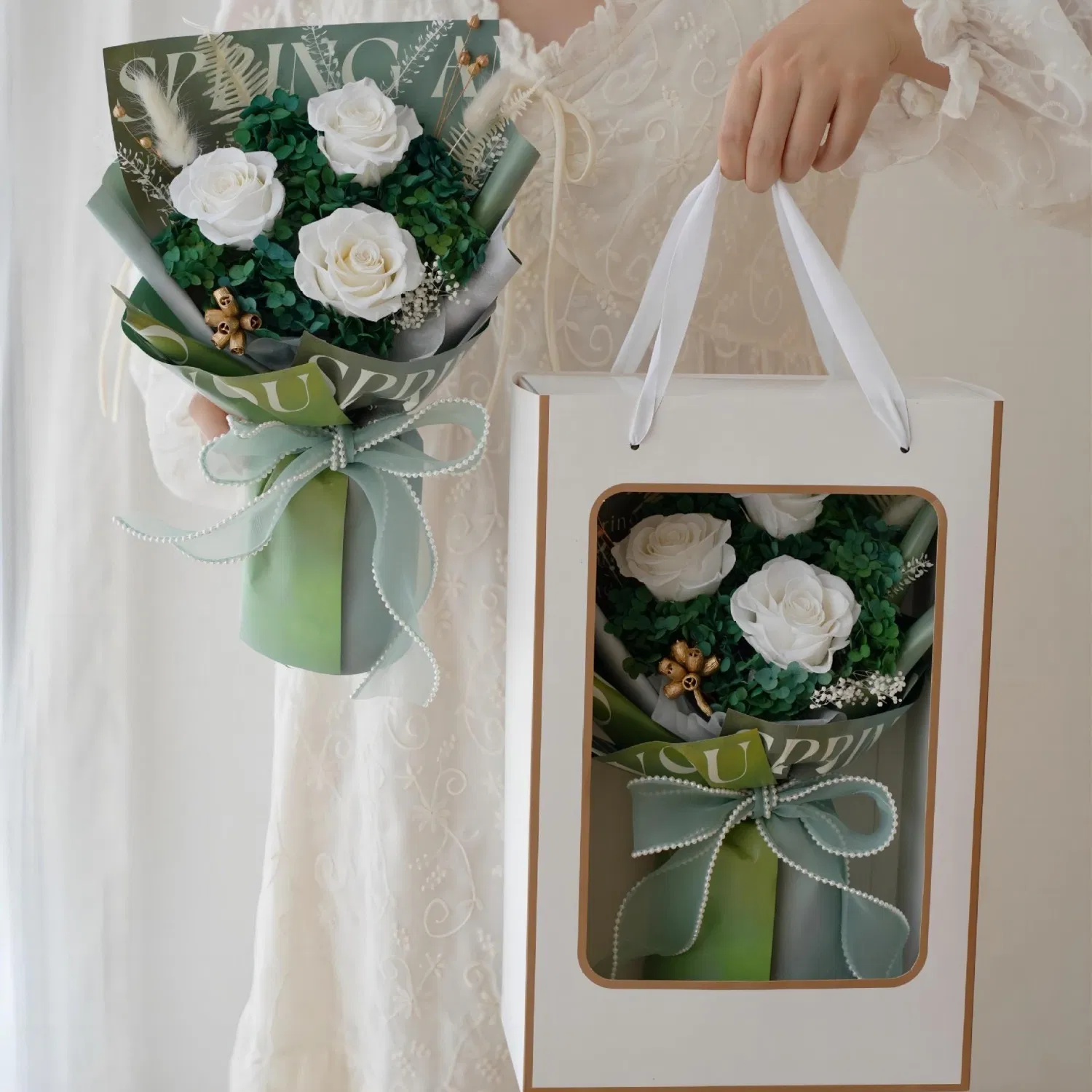 2025 Customized Dried Eternal Rose Boxed Mother's Day Christmas Gift Dried Flower Bouquet Rose