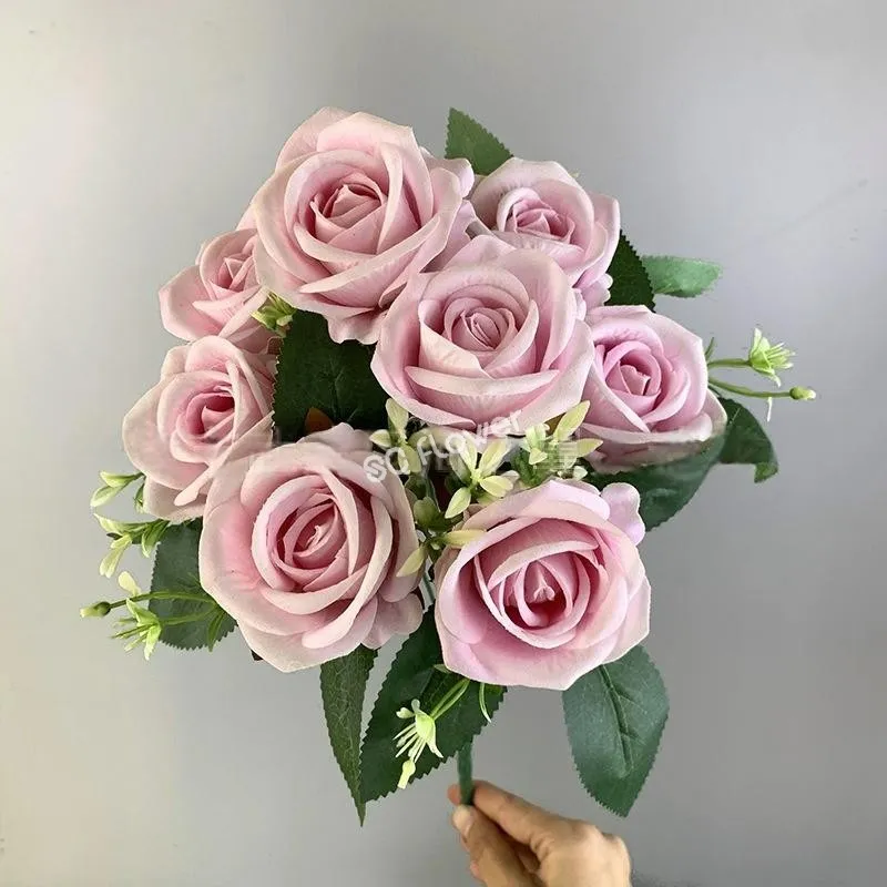 9 Head Velvet Bouquet Rose 5