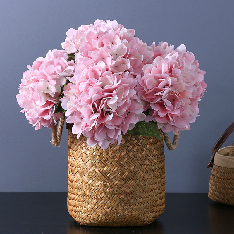 Pink Color Single Realistic Real Touch Artificial Hydrangea for Home Wedding Centerpiece Decor