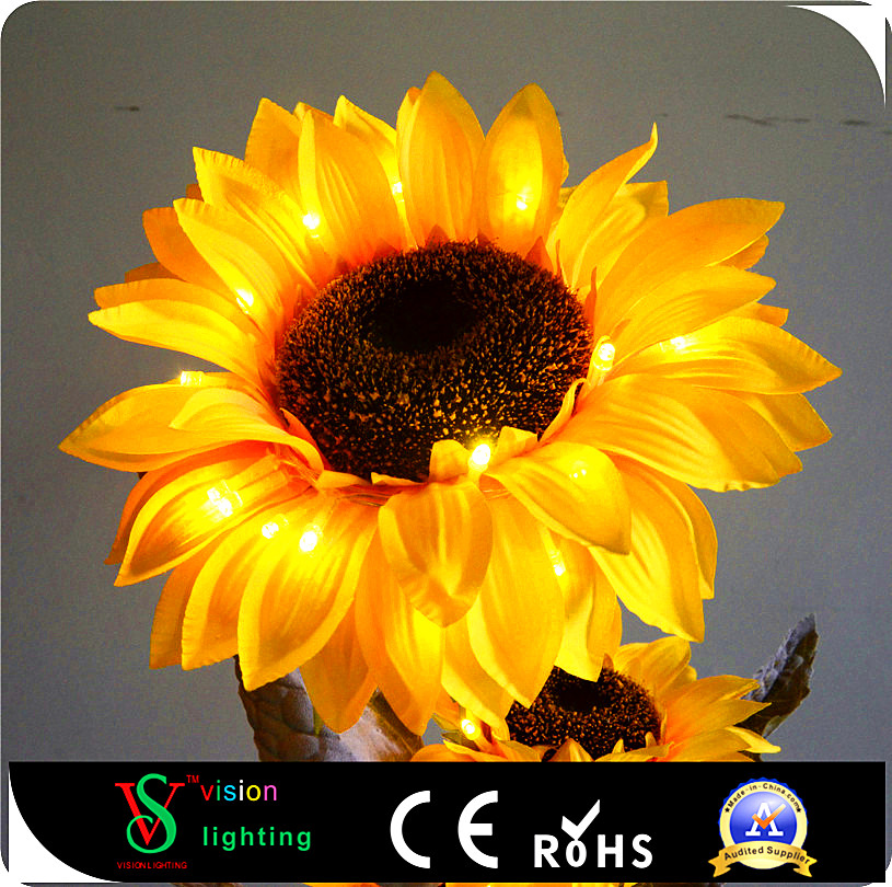 Outdoor Garden Decoration Artificial Flower Lighting LED Lighted Sunflower