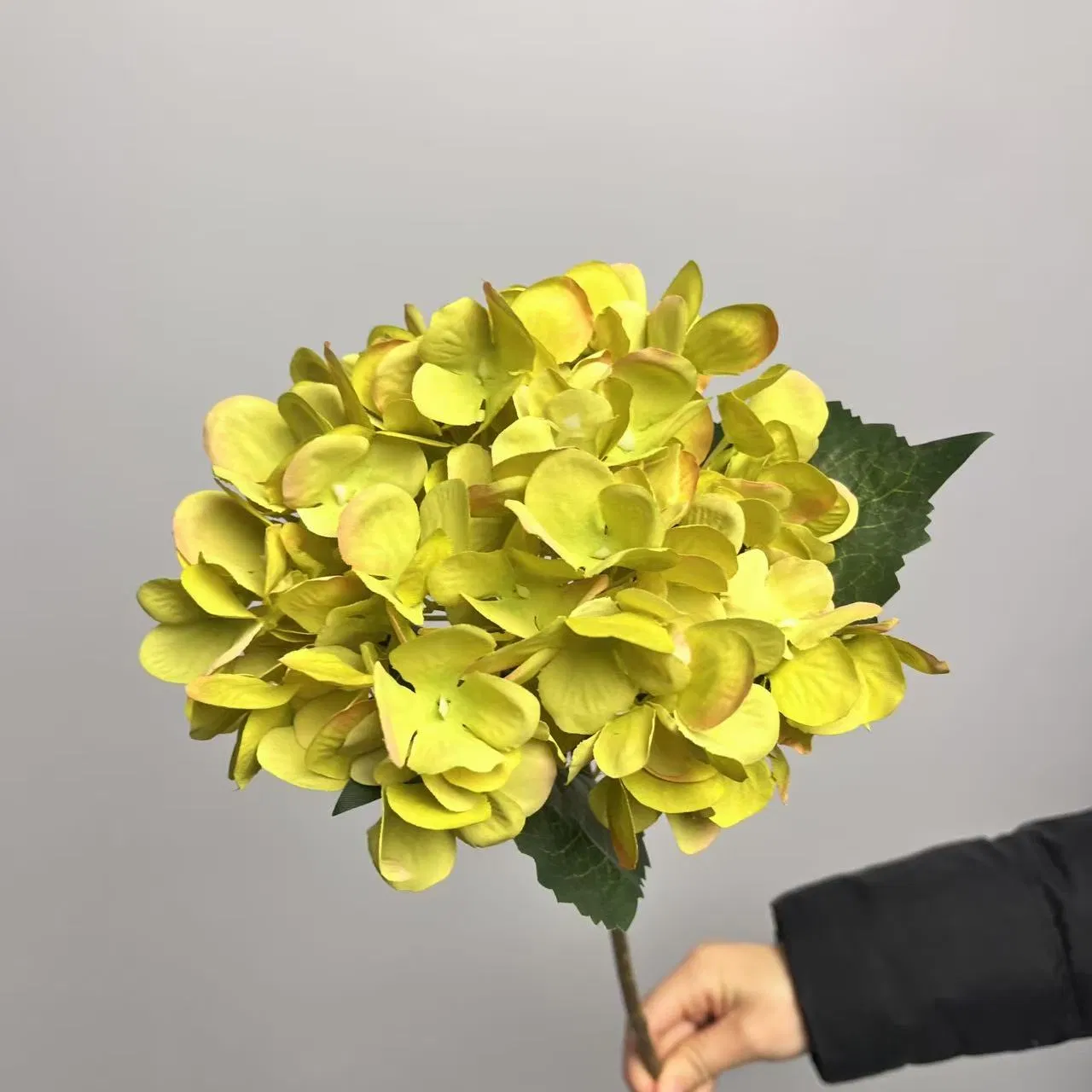Middle Size Single Hydrangea with Two Leaves for Wedding Decoration Artificial Flower 2