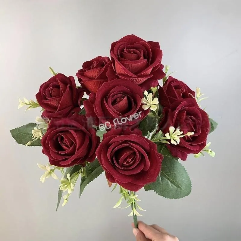 9 Head Velvet Bouquet Rose 4