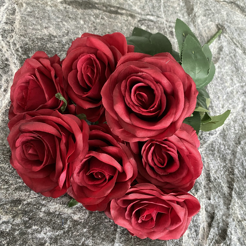 Lifelike 7-Head Silk Rose Bouquet for Home Decor