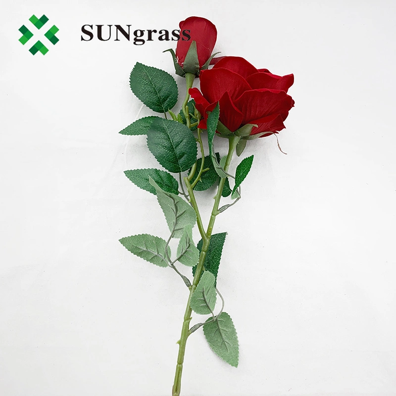Artificial Flower Red Two Rose Real Touch Looking for Wedding Home Decor