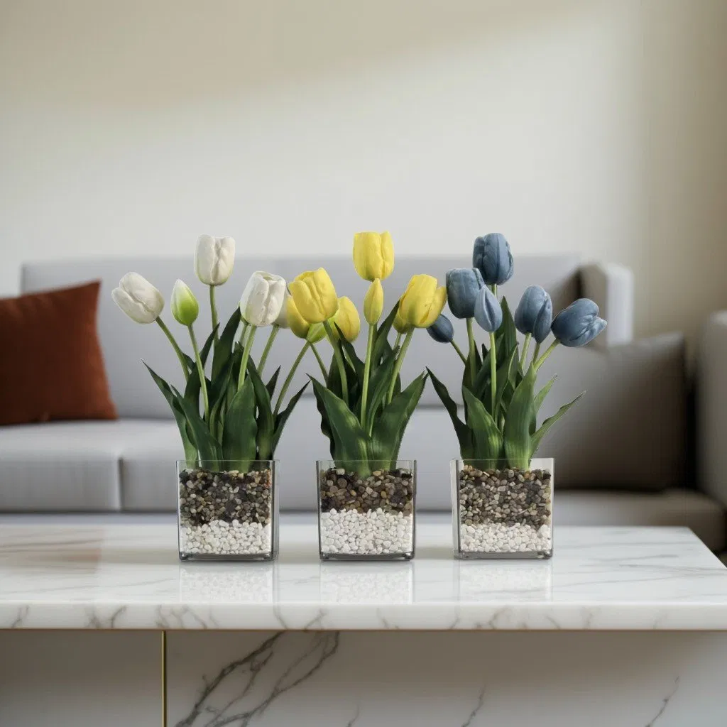 Beautifully Real Touch Tulips in Vase for Lasting Home Decor