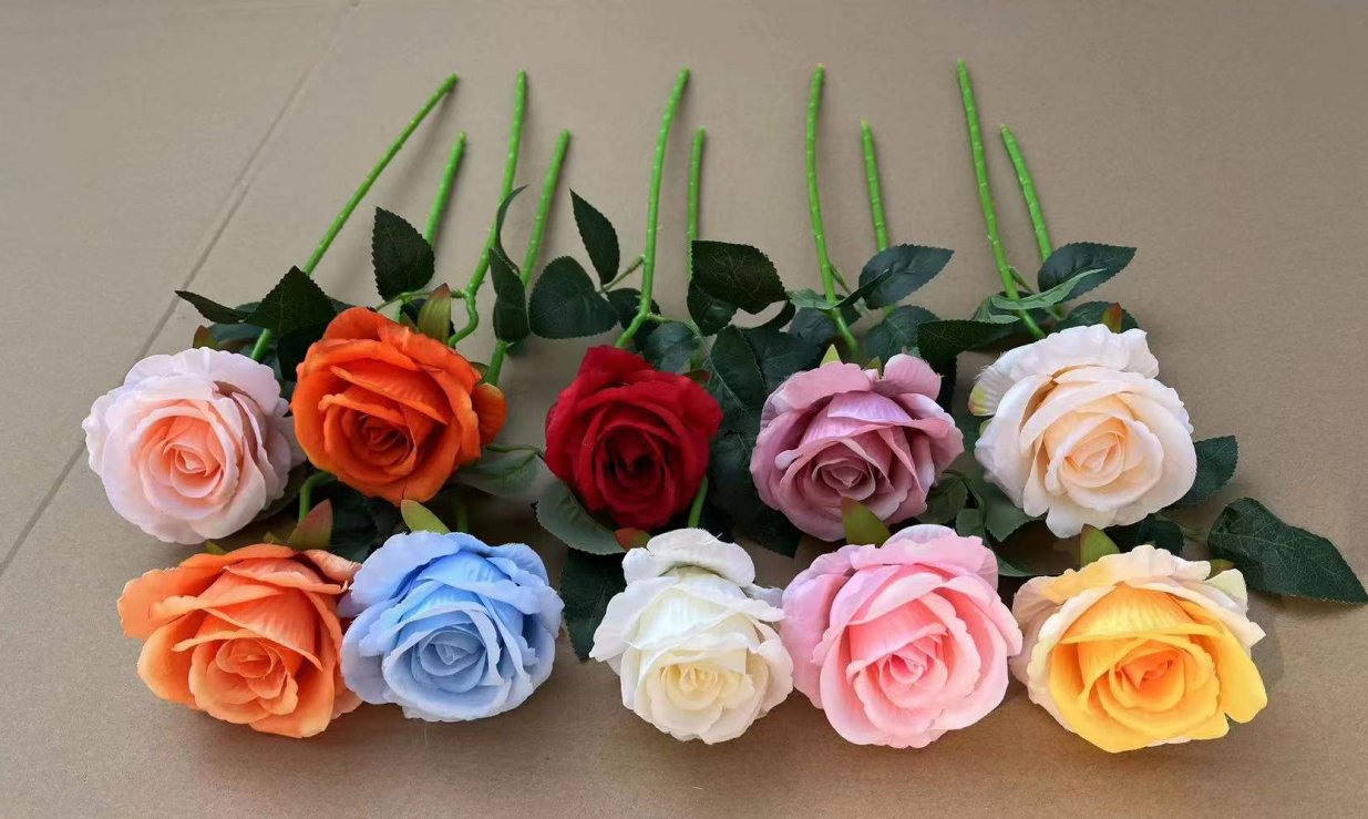 Elegant Real Touch Silk Roses Bouquet for Wedding Decor