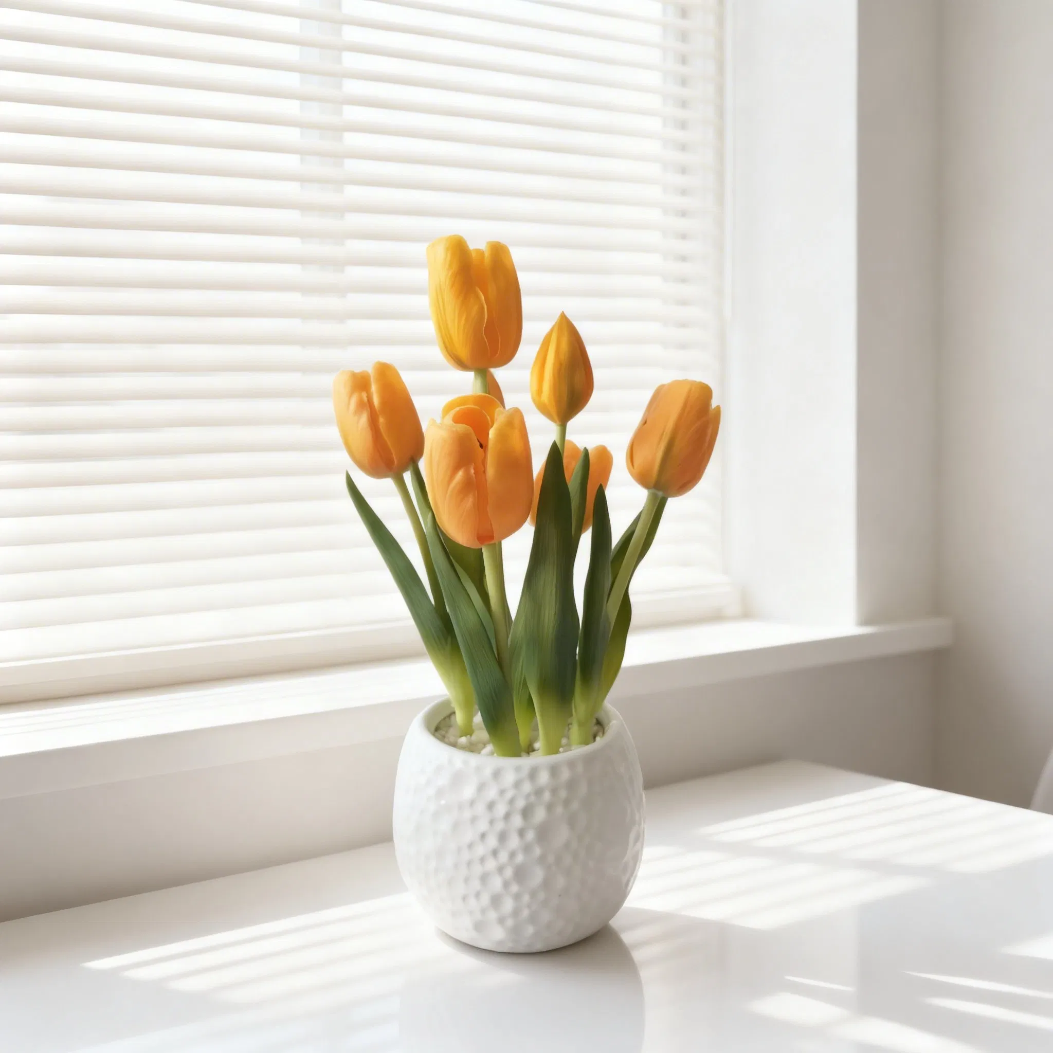 Beautifully Real Touch Tulips in Ceramic Pot for Home Decor