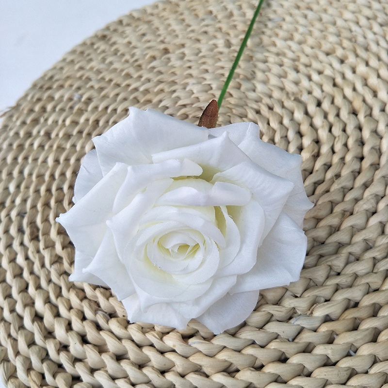 Decorative Large Rose Single Branch Silk Real Touch Artificial Rose Head