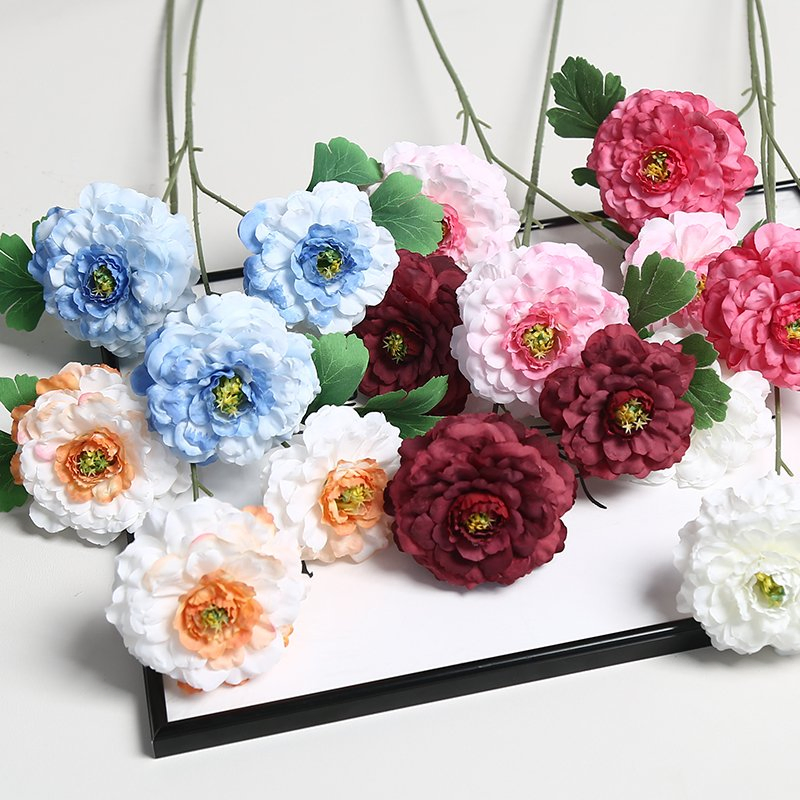 Bold Red Blooms Artificial Flower Decoration for Passionate Spaces Korean Art Decor Modern Art Silk Handmade Eco-Friendly Peony