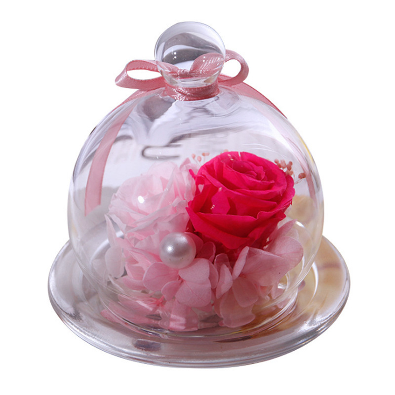 Forever Rose in Glass Dome Handmade Preserved Real Flower Eternal Rose Women Unique Gift for Christmas, Valentine's Day, Birthday, Anniversary, Mother's Day