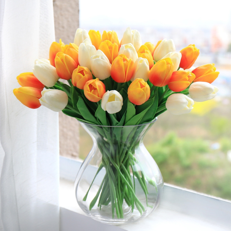 Real Touch Artificial Tulip Holland Mini Tulip for Wedding Home Party and DIY Decor for Mother's Day and Back to School