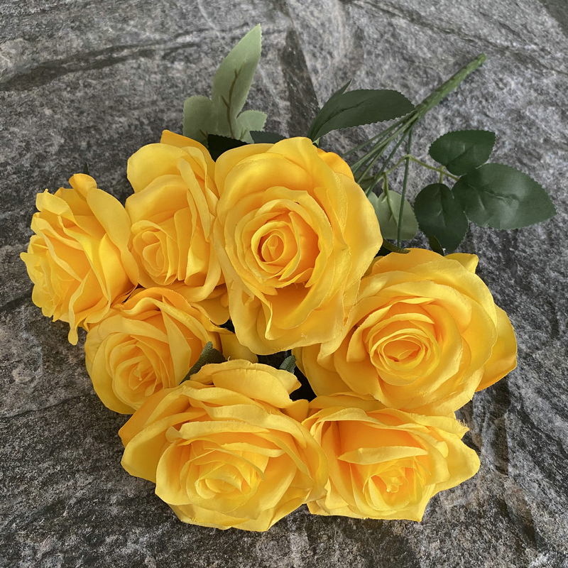 Lifelike 7-Head Silk Rose Bouquet for Home Decor