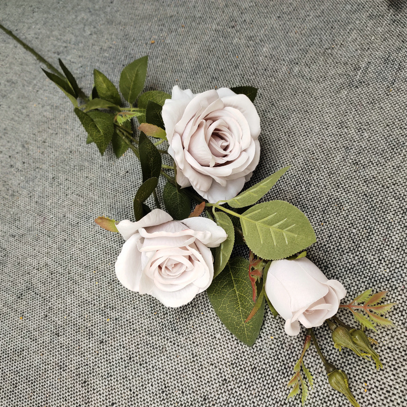 Elegant Artificial 3-Head Crescent Rose Bouquet for Weddings