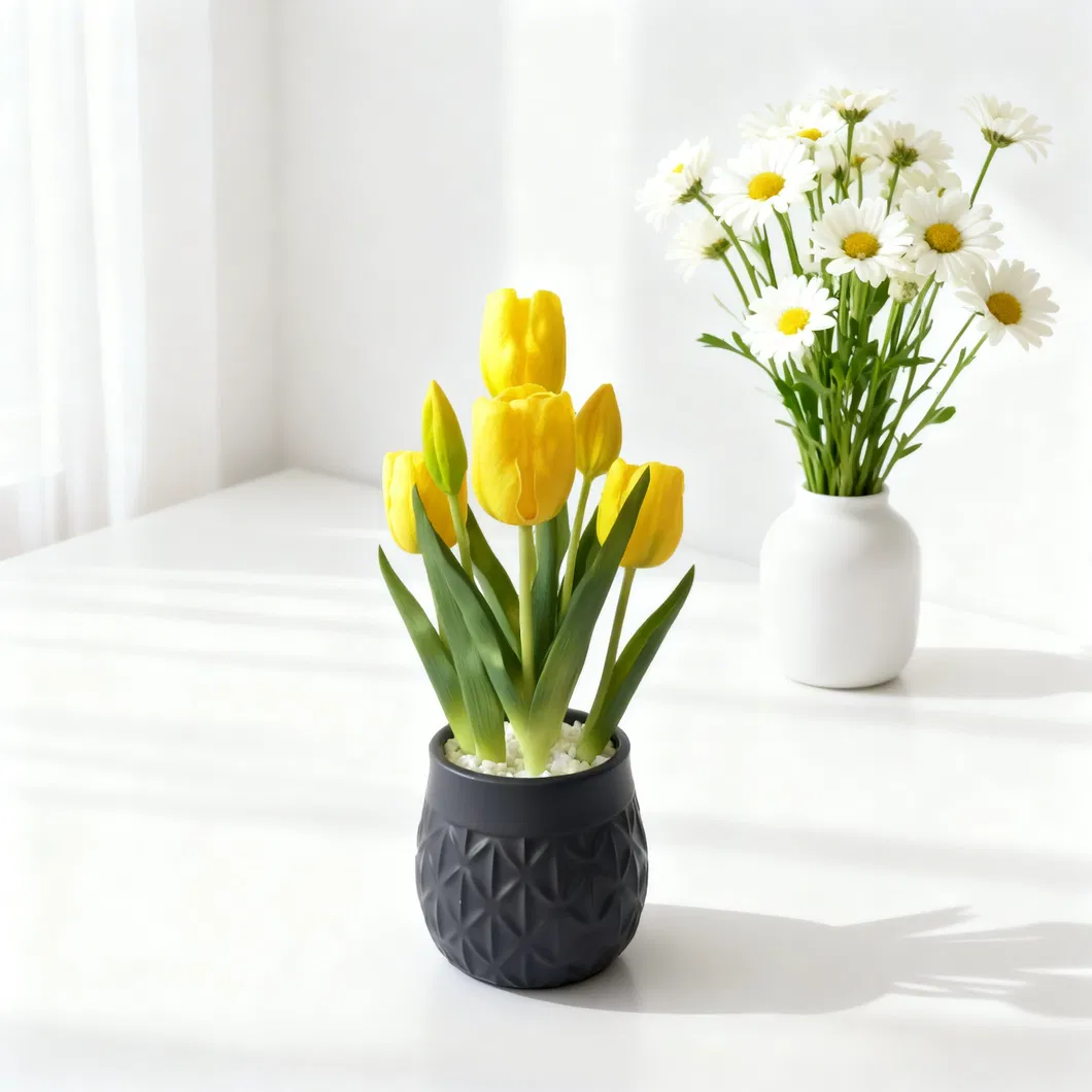 Real Touch Yellow Tulips Detail