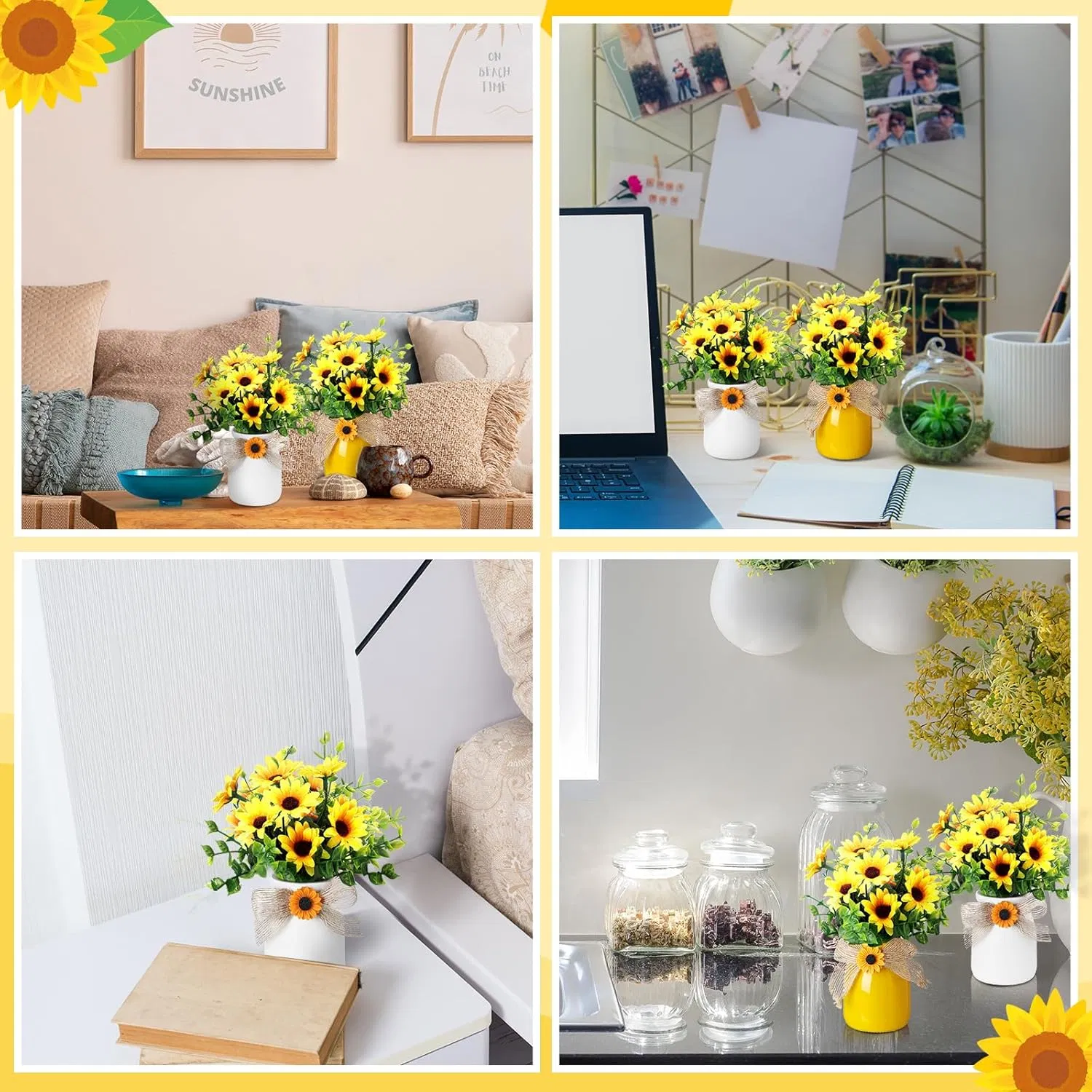 Cute Plastic Realistic Artificial Fake Sunflowers for Home or Office Decor