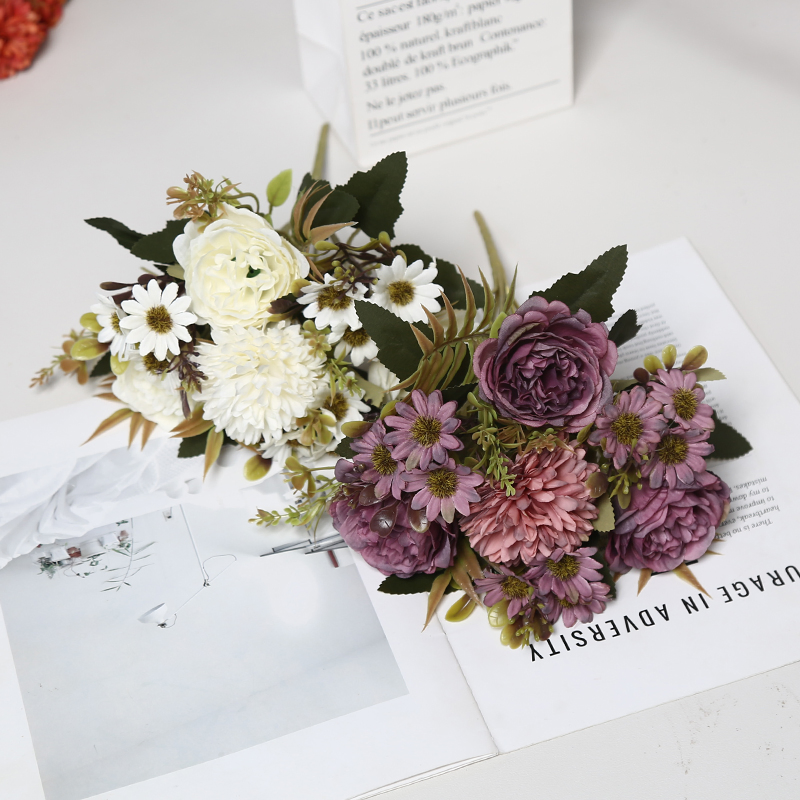 New Car Artificial Flower Decoration Freshens Vehicle Interiors Korean Art Decor Modern Art Silk Satin Plastic PE Peony