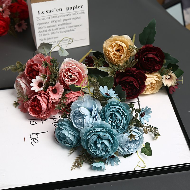 Industrial Edge Artificial Flower Decoration Softens Bridesmaid Bouquet Boutonniere Wrist Corsage Flower Crown Door Wreath Wall Decor Peony