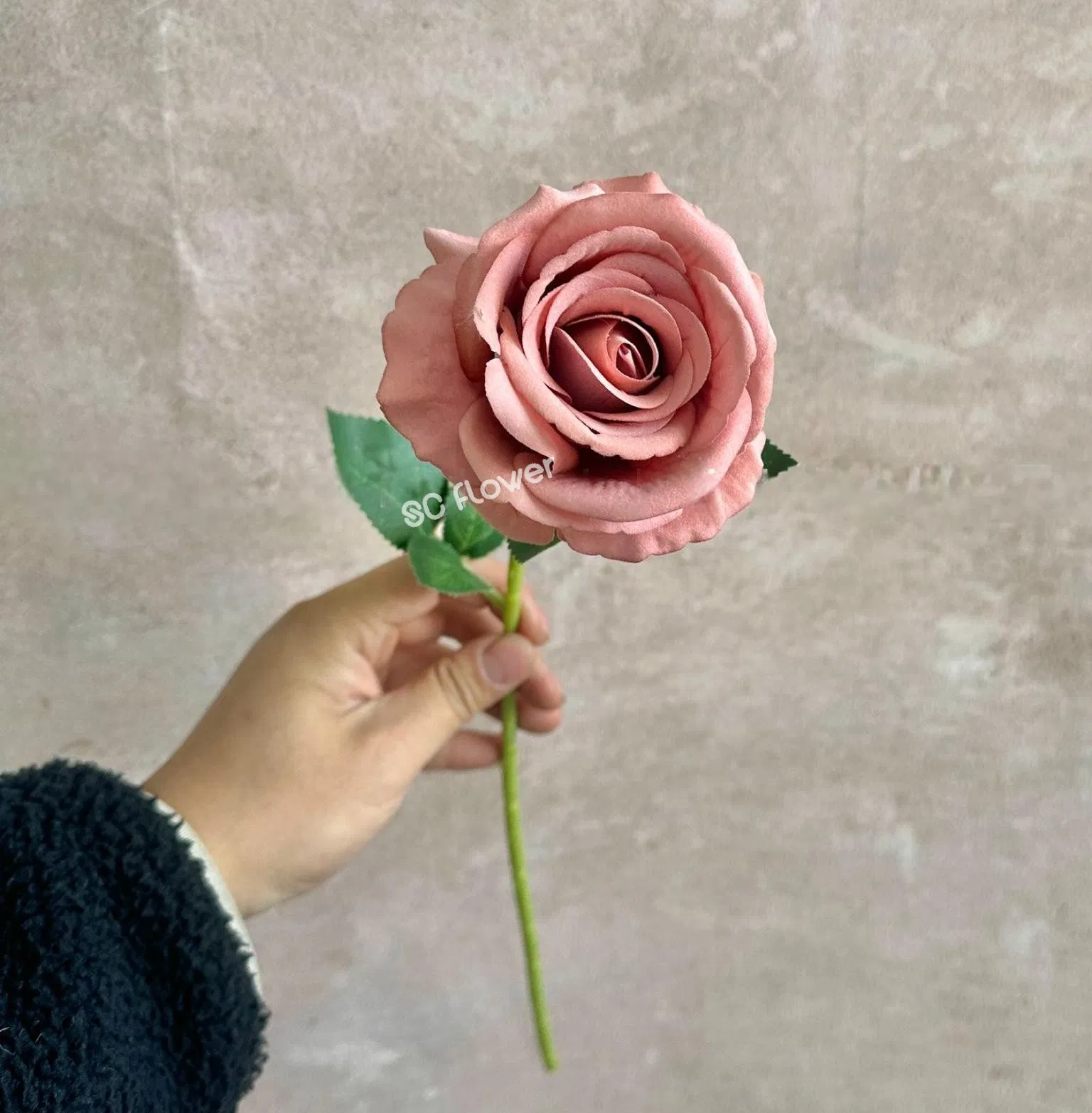 Quality Single Stem Round Velvet Flowers Artificial Rose for Home Hotel Wedding Decor Gift