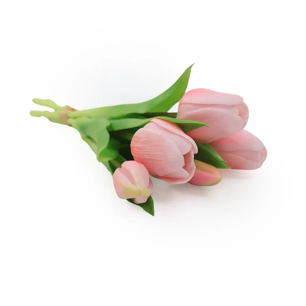 Decorative Realistic Real Like 5 Heads Artificial Rose Tulips for Wedding Decoration