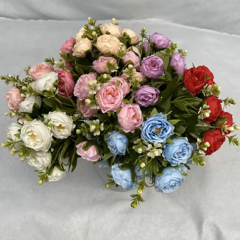 OEM Factory Customized Artificial Flower Wholesale Home Decor Silk Peony Bonsai Fabric Peony Real Touch Manufacturer in China