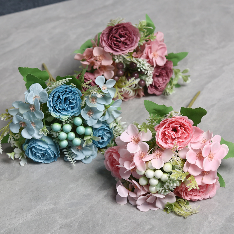 Bridal Artificial Baby's Breath Flower Decoration Wedding Bouquet &amp; Aisle Decor Cream Lavender Coral Burgundy Mint Green Gold Peony