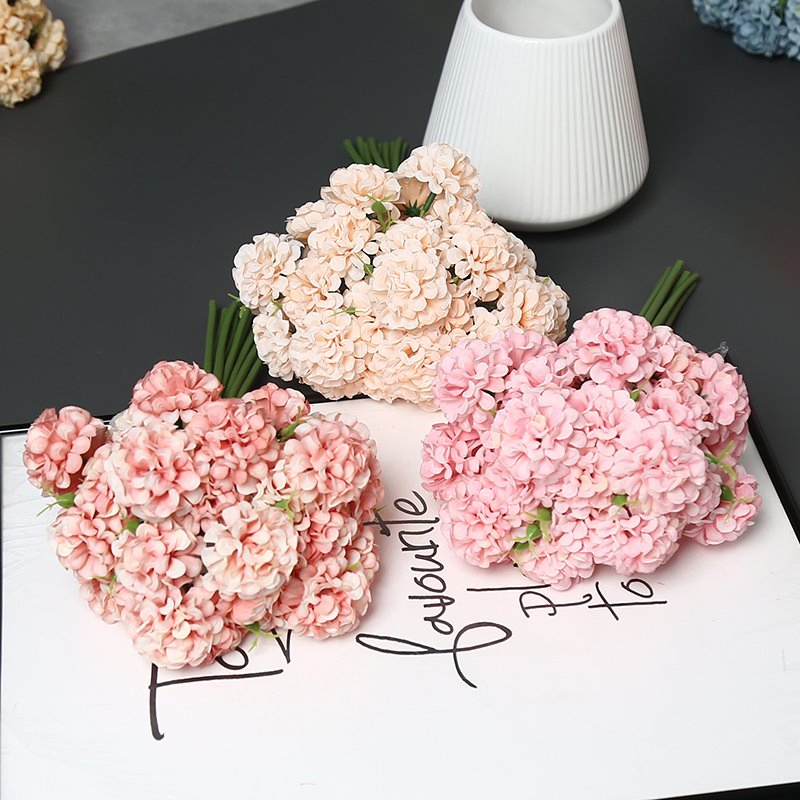 Artificial Flower Dahlia Bouquet Rich Blooms Dining Room Elegance Hyacinth Fabric Yellow Wall Hanging Vase Classic Chrysanthemum Hydrangea