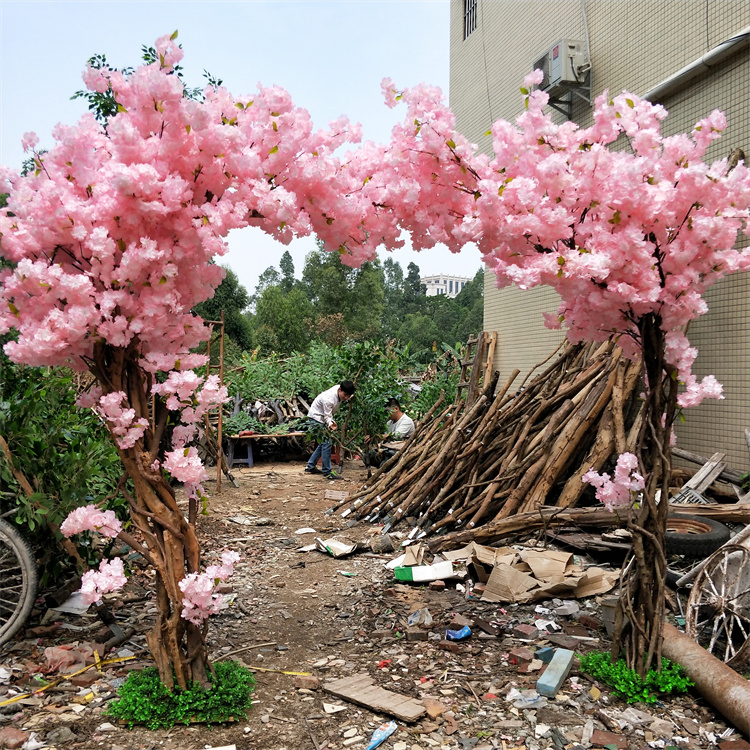 Indoor Big Artificial Pink Peach Cherry Blossom Wholesale for Decoration