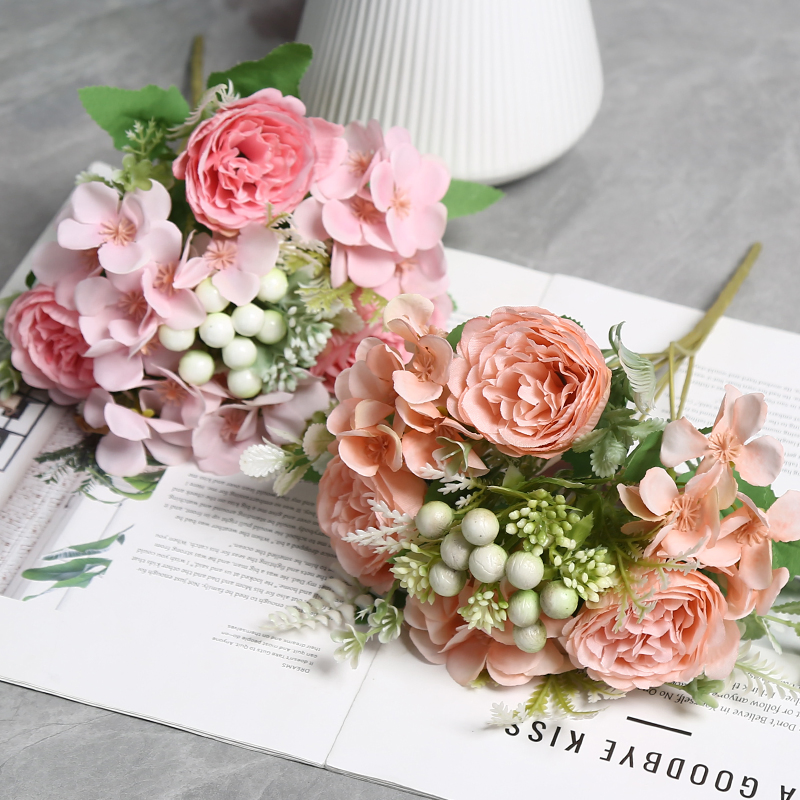 Bridal Artificial Baby's Breath Flower Decoration Wedding Bouquet &amp; Aisle Decor Cream Lavender Coral Burgundy Mint Green Gold Peony