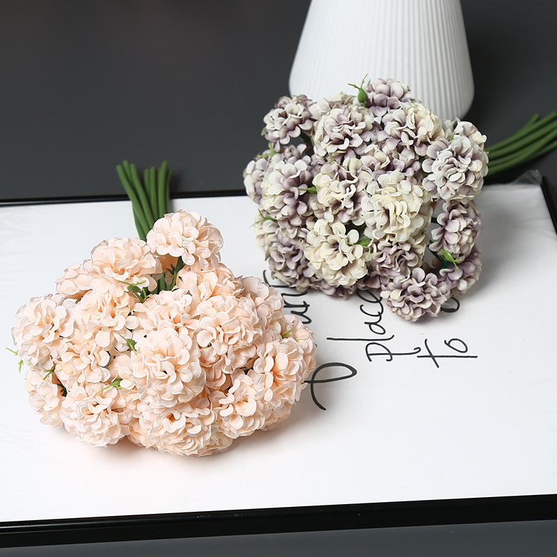 Artificial Flower Dahlia Bouquet Rich Blooms Dining Room Elegance Hyacinth Fabric Yellow Wall Hanging Vase Classic Chrysanthemum Hydrangea