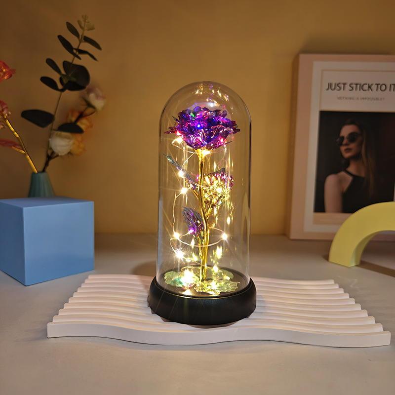 Hot Selling Artificial Plastic Roses with LED Lights for Gifts Decoration Valentine's Day