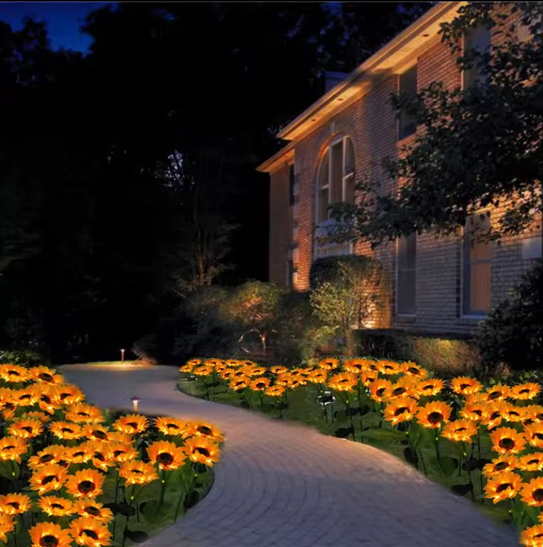 Outdoor Garden Decoration Artificial Flower Lighting LED Lighted Sunflower