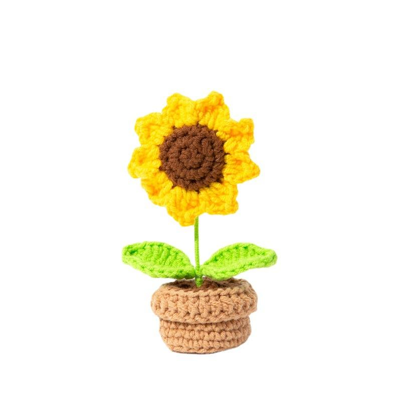 Artificial Carnation Finished Style Knitted Crochet Sunflower