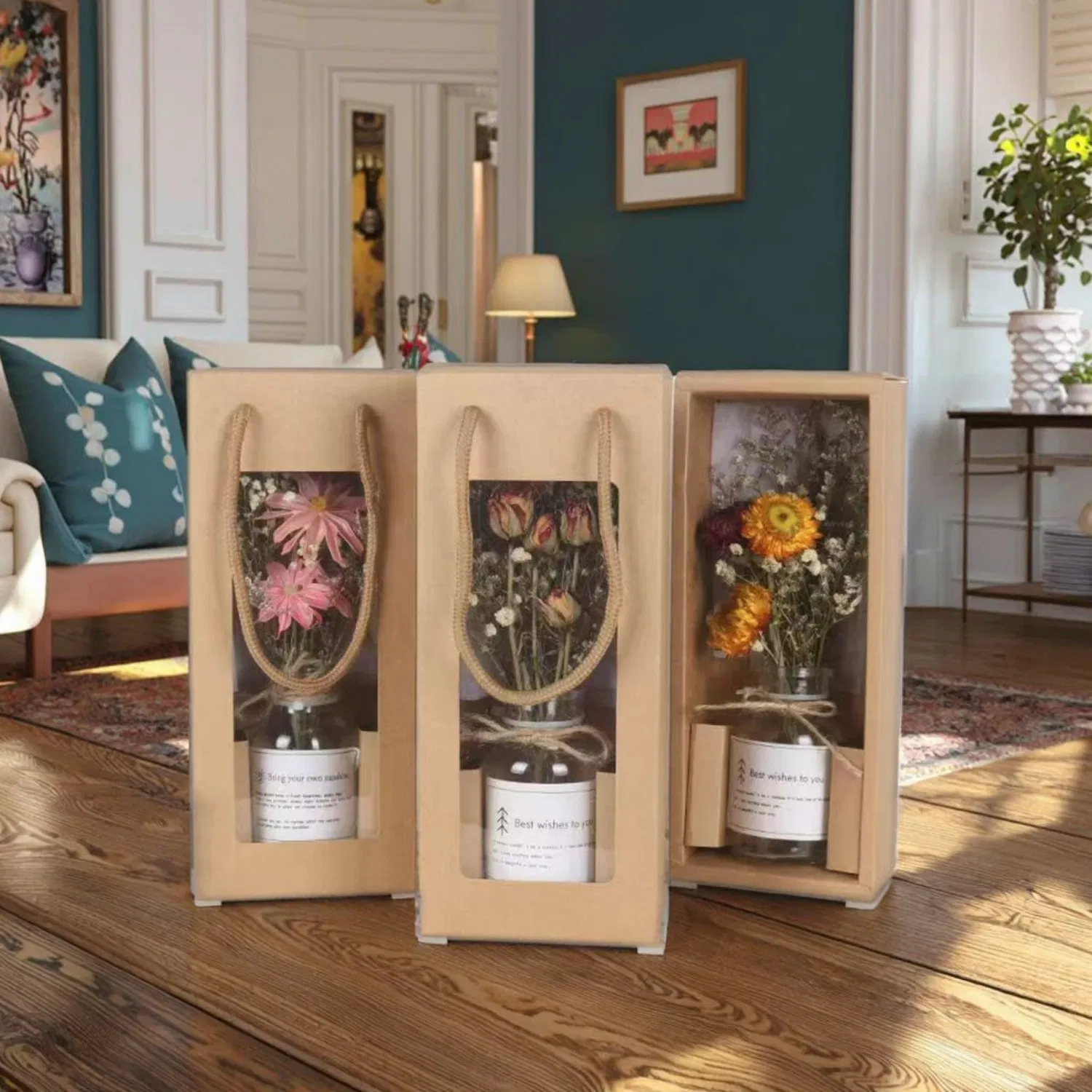 Dried Flower in Glass Vase